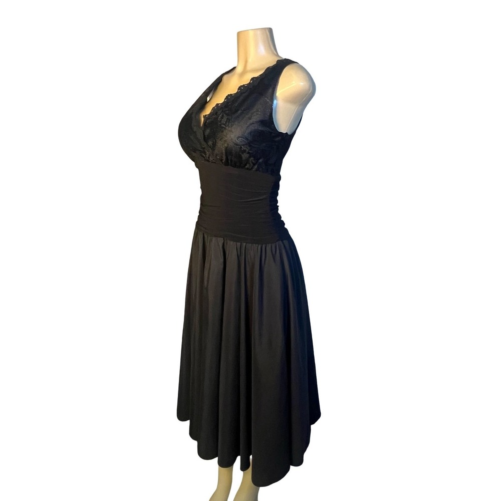Jessica Howard Evenings Dress 10 Black Lace Ruched Waist Autumn Wedding Guest